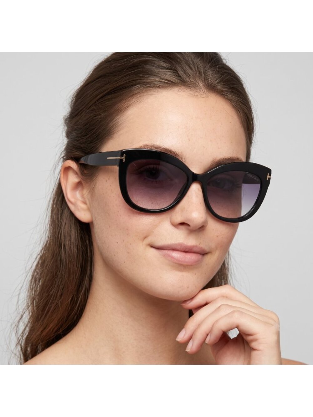 Tom Ford Women's Alistair 56mm Gradient Sunglasses in Shiny Black MSRP $490